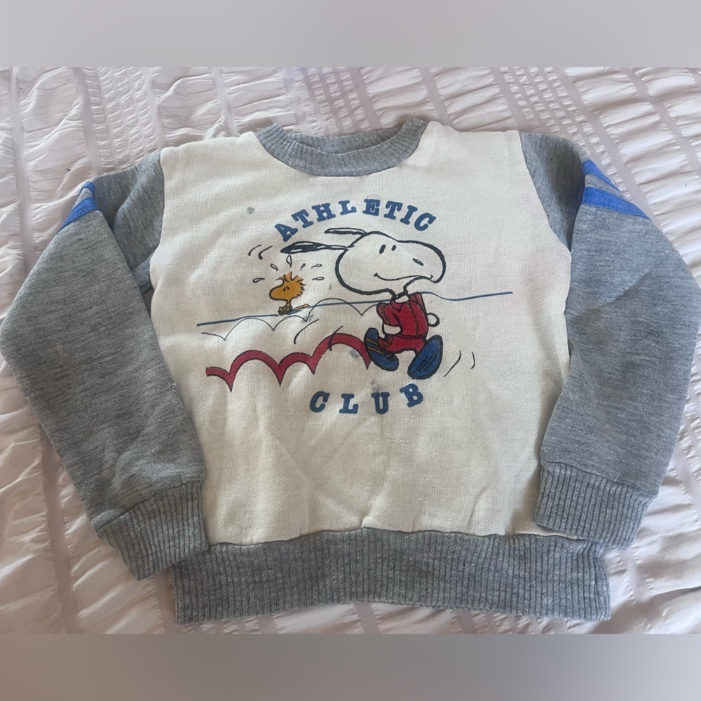 Vintage Snoopy Kids Sweatshirt - Gray and White
